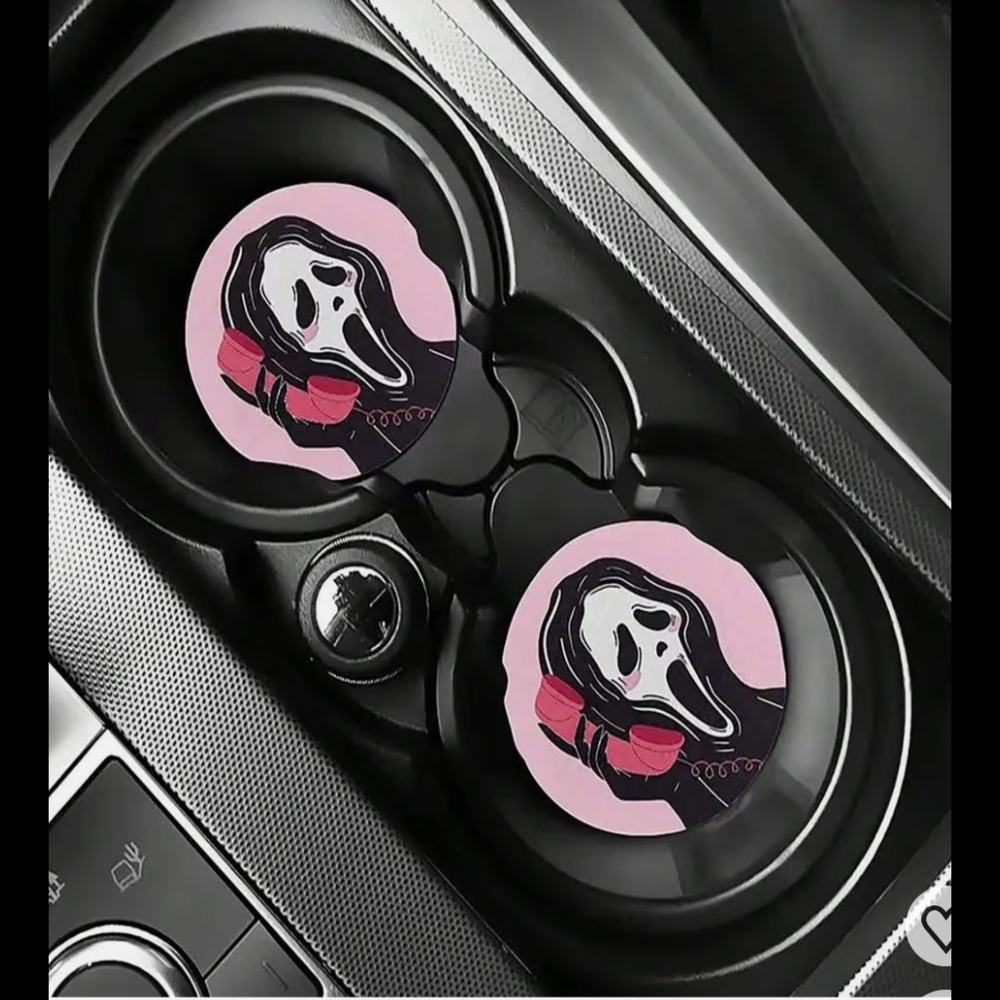 🆕️ Set Pink Scream Face Car Coasters